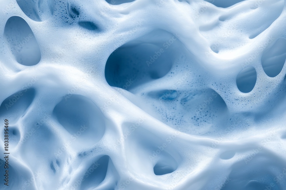 Poster the image presents sculptural white foam bubbles, forming a visually stunning and textured surface t