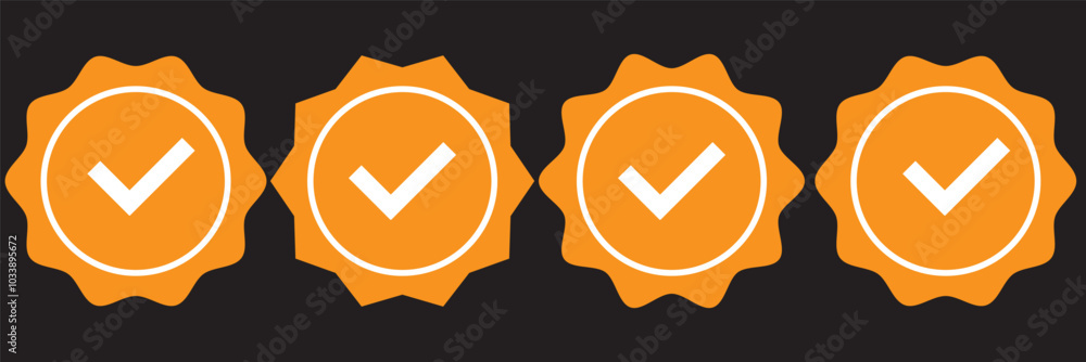 Poster verified badge icon tick symbol vector approved check mark icon. blue checkmark icons - certificate 