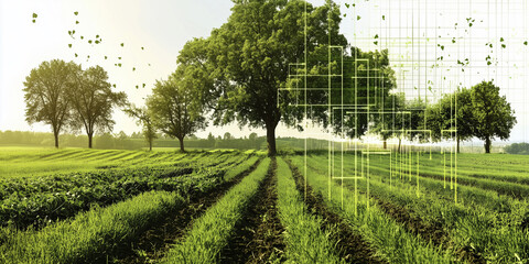 Abstract green farming business technology background