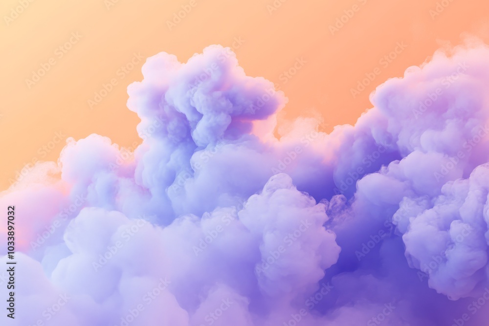 Poster ethereal clouds in shades of lavender float gently against a calming sky, creating an artistic expre
