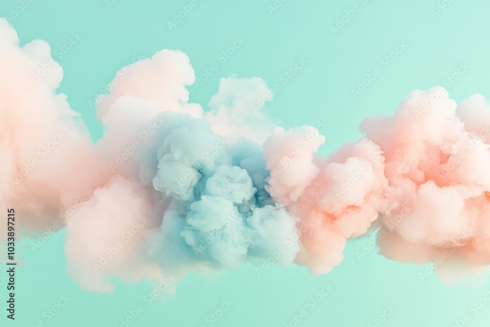 Aufkleber This serene image features soft pastel clouds in hues of pink and teal, creating an atmospheric and artistic display that is both captivating and peaceful.