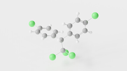 ddt molecule 3d, molecular structure, ball and stick model, structural chemical formula insecticide