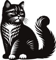cat shilloutee vector illustration with white background 