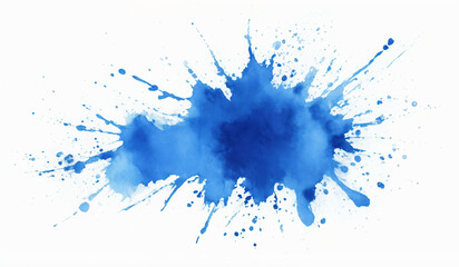 Fototapeta premium Blue watercolor splash on white