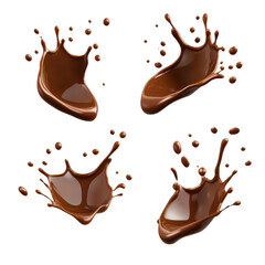 Dynamic Set of Coffee Splashes: Dark Brown Liquid in Energetic Motion Capturing Vibrant Energy and Flavor.