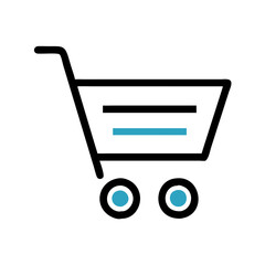 Minimalist Shopping Cart Icon in Black and Blue for E-commerce Concepts