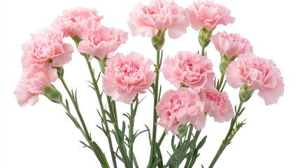 Obraz premium A delicate arrangement of pink carnations, representing admiration and gratitude, ideal for Mother's Day or appreciation events