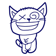 Crazy Cat Weird Funny Eyes Cool Grimace Cartoon Cute Meow Cats Cartoon Comic Fun Design Purr Cat Lovers Who Love Sweet Kittens Adorable Feline Playful Kitties Fur Baby Illustration Paw Pet Owners Like
