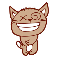 Crazy Cat Weird Funny Eyes Cool Grimace Cartoon Cute Meow Cats Cartoon Comic Fun Design Purr Cat Lovers Who Love Sweet Kittens Adorable Feline Playful Kitties Fur Baby Illustration Paw Pet Owners Like