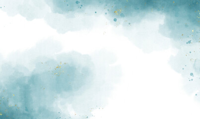 background design with paint brush Teal turquoise marbled alcohol ink drawing effect with abstract navy blue ink waves and golden splashes elegant card design for birthday invite or wedding