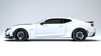 Obraz premium A stylish white sports car stands prominently against a subtle backdrop