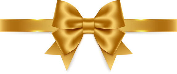 Golden bow with ribbon. Vector illustration