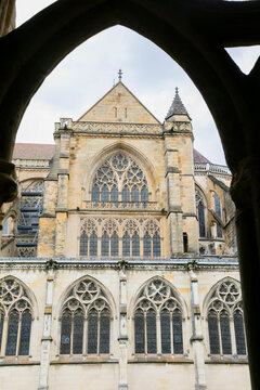 Cathedral framed by window in Bayonne France