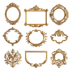 Obraz premium Elegant Set of Ornate Golden Frames in Exquisite Baroque Style for Stunning Visual Displays