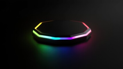 Illuminated Hexagonal Tech Pattern on Minimalist Black Background
