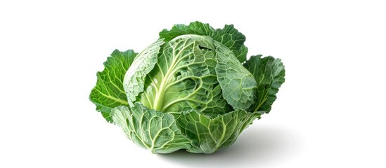 Obraz premium Hearty organic cabbage vegetable in natural outdoor setting Fresh green leaves of the healthy brassica plant grown in a garden or farm environment ready for cooking