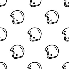 Helmet cartoon doodle seamless pattern, Vector.