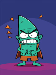 Angry Cartoon With Open Mouth. Vector Illustration.