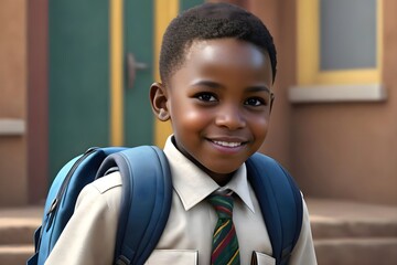 happy an african kid at school