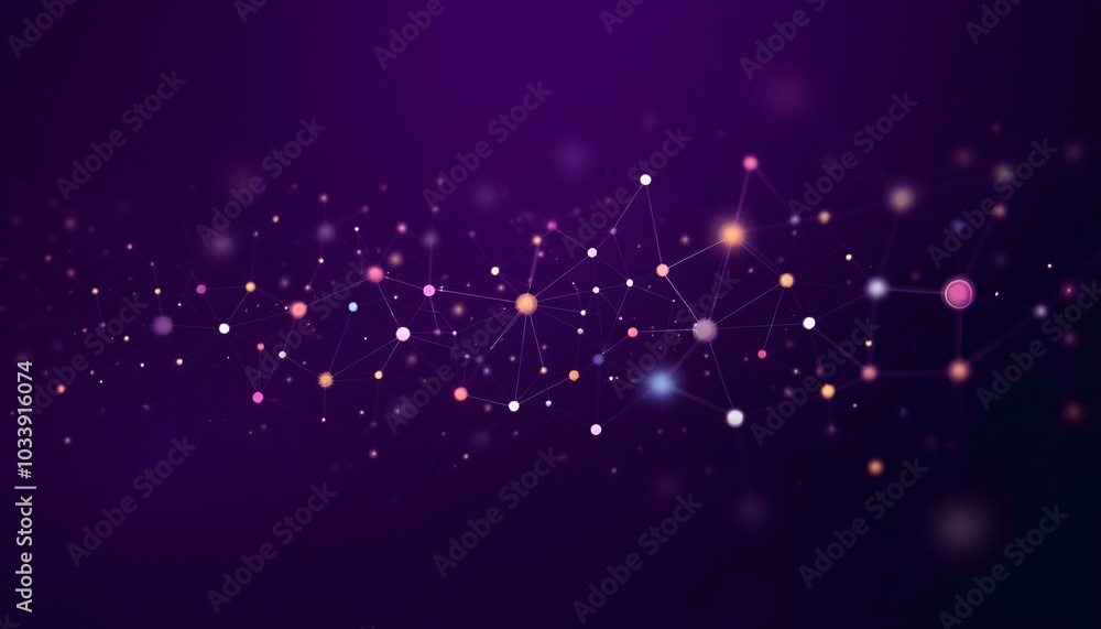 Poster abstract connected dots and lines on blue background. communication and technology network concept w