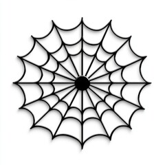 Spider web silhouette on a white isolated background.