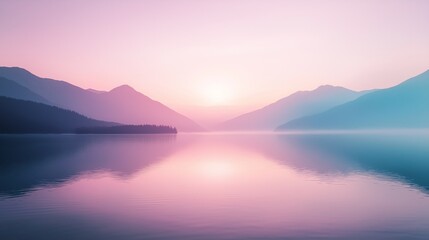 Fototapeta premium meditative background with soft, blurred edges, conveying the stillness of a mountain lake