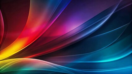 Abstract design with a dramatic color gradient wave background in shades of purple red yellow blue and green featuring black copy space.Abstract background with flowing red and purple gradient waves