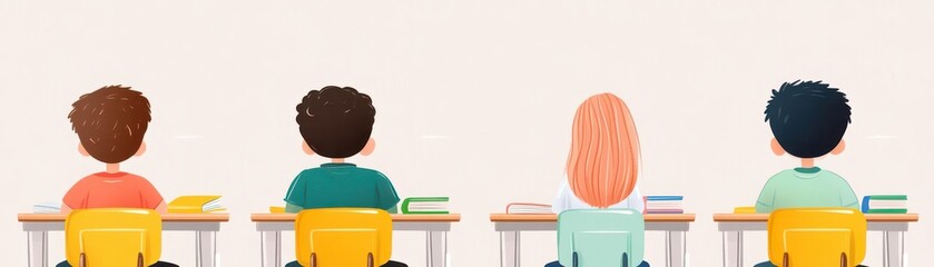 Students sitting at classroom desks