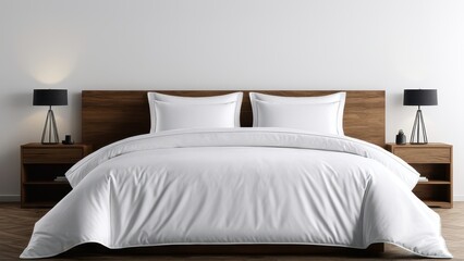 Cozy bedding display mockup with decorative pillows and a bedspread. Captivating visual for showcasing modern bedding collections in home decor settings