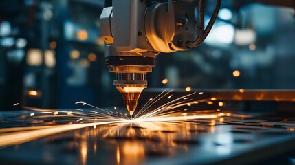 factory worker using a laser cutter to create precise shapes