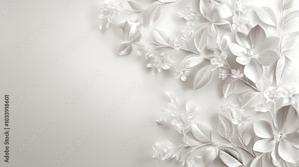 Poster elegant floral ornament with shiny accents and delicate leaves for presentations and web design with