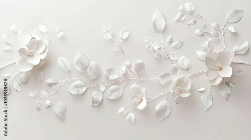 Poster Elegant Floral Ornament with Shiny Accents for Presentation or Web Design with Copy Space for Text