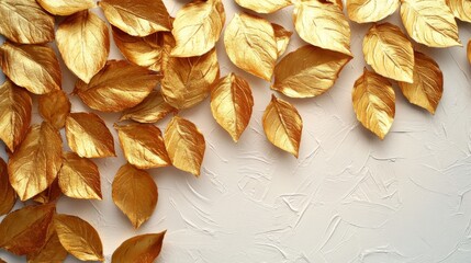 Fototapeta premium Golden Leaves on Textured Background