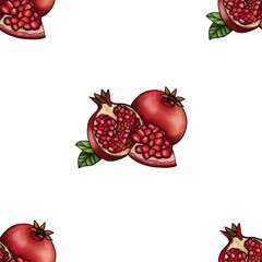 Big Seamless Pattern Design with Pomegranate