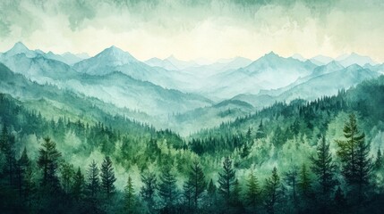 Obraz premium Mountain Landscape Watercolor
