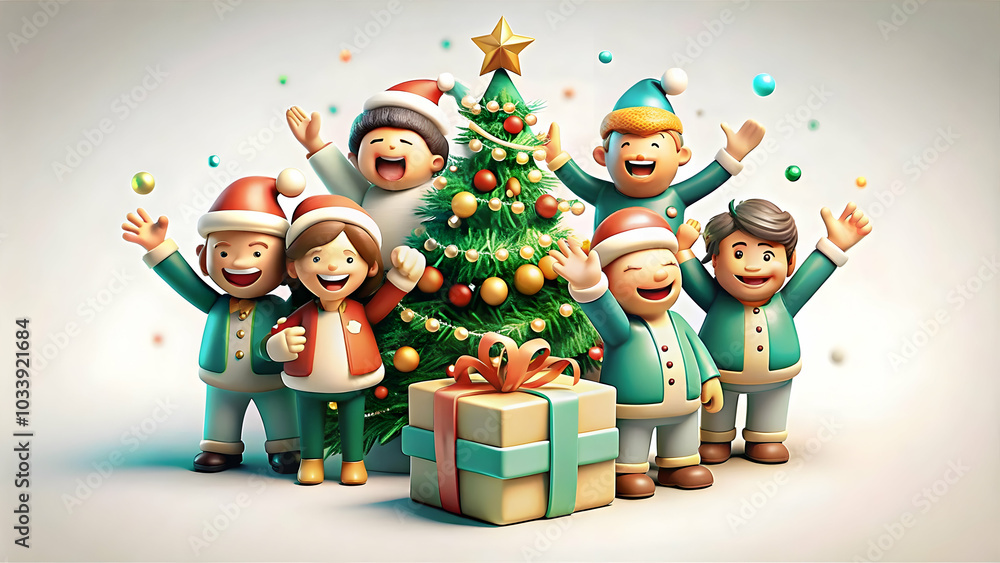 Poster festive team success: capturing happy interactions in celebrating a project completion with abstract