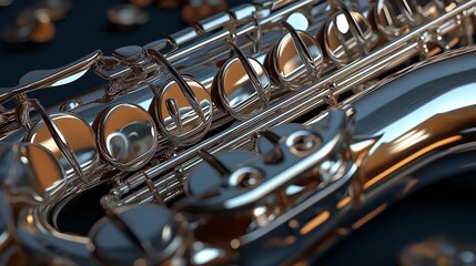 Obraz premium shiny silver saxophone with a smooth, polished surface