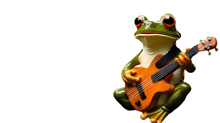 Obraz premium Frog Playing Guitar on Transparent Background PNG, Pattern Background, Wallpaper, Cover and Screen for Smartphone, PC, Laptop, Transparent PNG