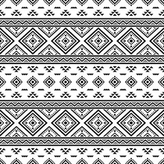 Ancient echoes Aztec geometric abstract seamless patterns southwest Navajo Native American tribal ethnic modern black and white for textile printing