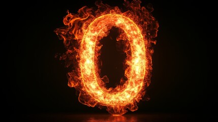 Flaming Zero on Black Background