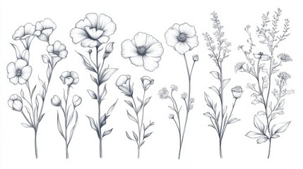 Elegant Botanical Line Art