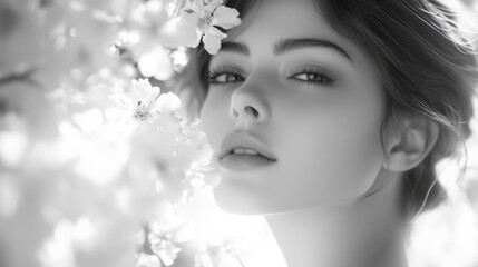 Fototapeta premium Elegant Portrait of a Woman in Bloom