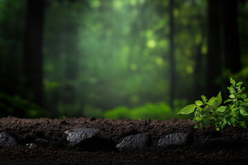 Emerging Plants in Rich Forest Soil