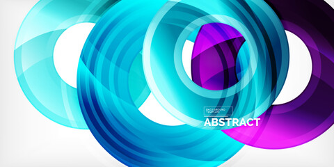 Bright colorful circles with light effects. Abstract background