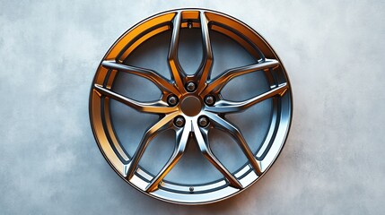 A sleek, modern alloy wheel showcasing intricate design and finish.