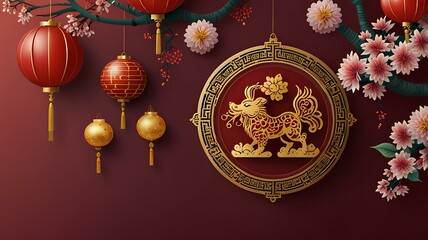 Chinese new year concept, decorated festive background.