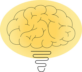 line drawing of the brain. Brain lamp.