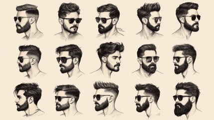 Trendy Men's Hairstyles Illustrated