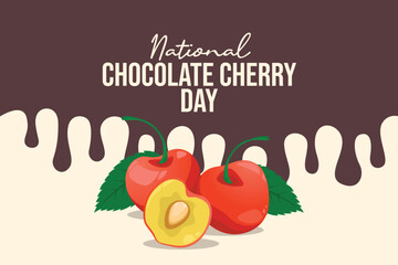 National Chocolate Cherry Day vector design template good for celebration usage. National Chocolate Cherry Day design. flat design. eps 10.