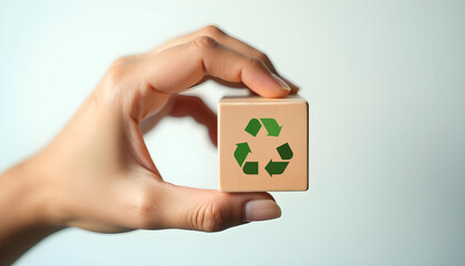 Sustainable practices are highlighted on this eco friendly block, showcasing symbols of green economy, renewable energy, and recycling. Its perfect representation of environmental consciousness